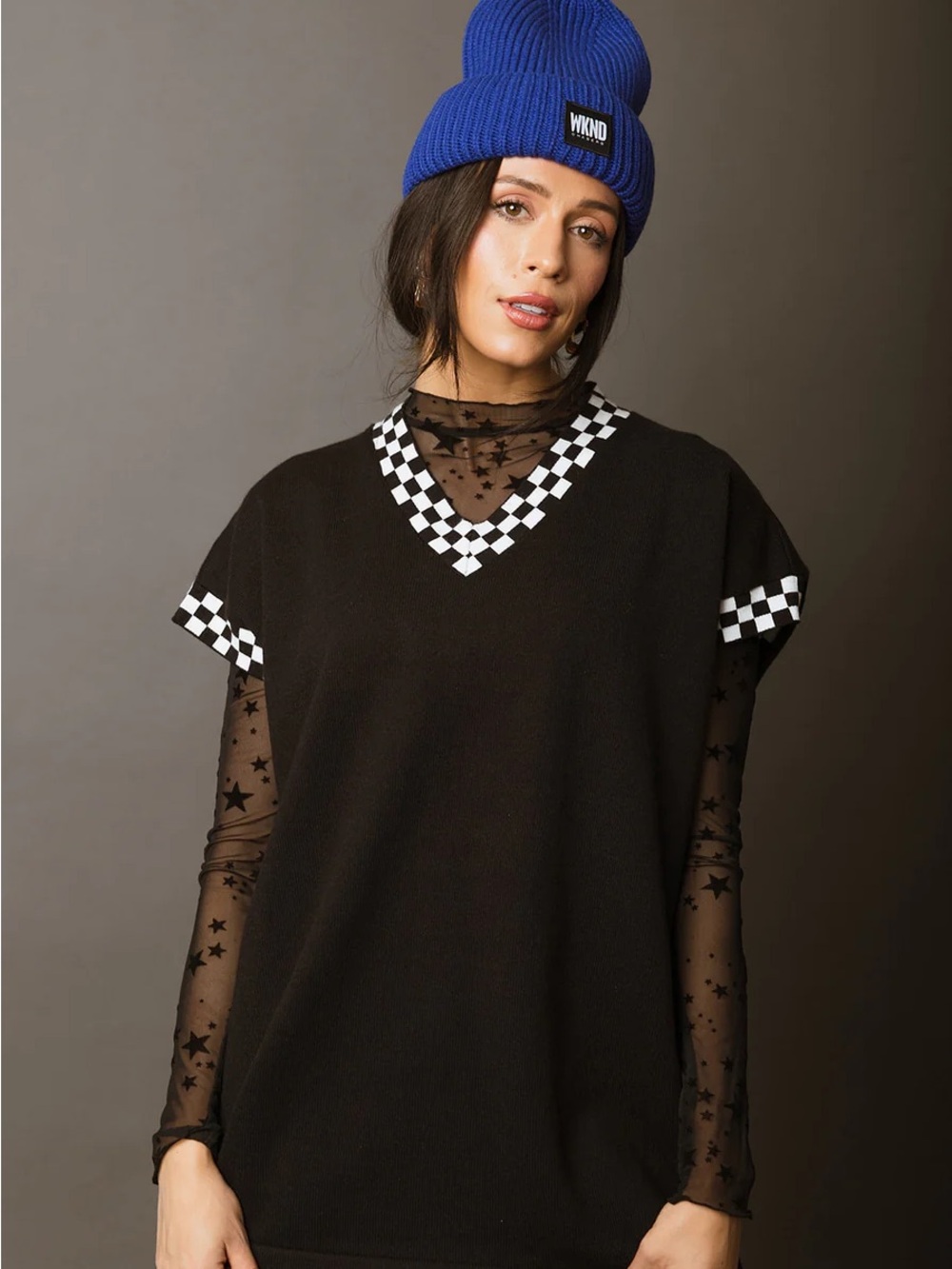 WKND CHASERS - Too Cool Checkered Knit Top